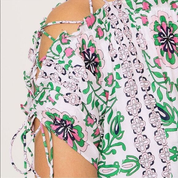 TORY BURCH Asilomar Garden Party Asilomar Floral Dress White Purple Green 10 - Picture 4 of 13